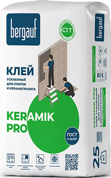Клей усиленный для плитки Bergauf Keramik Pro. 25 кг. РБ.